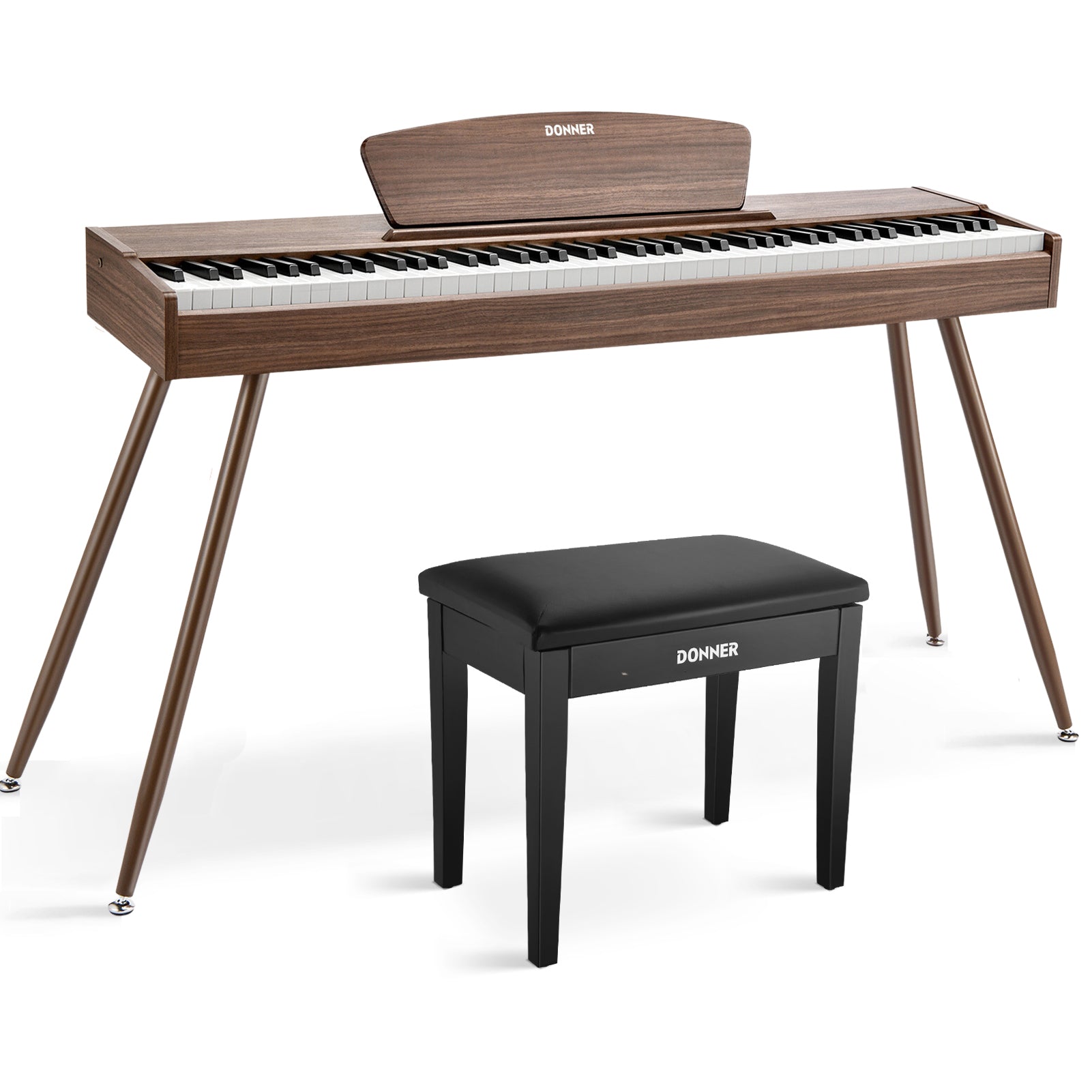 Donner DDP-80 Wooden Beginner 88 Key Weighted Upright Digital Piano-Walnut##