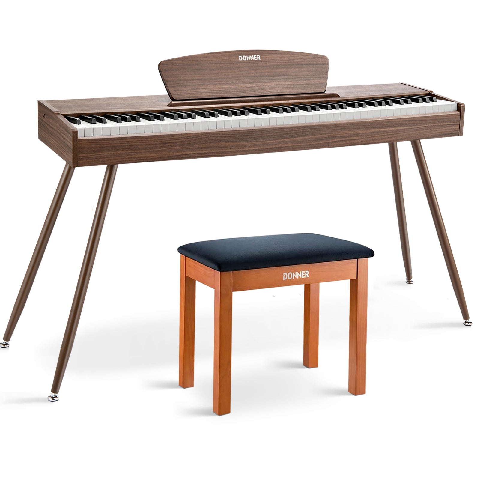 Donner DDP-80 Wooden Beginner 88 Key Weighted Upright Digital Piano-Walnut##