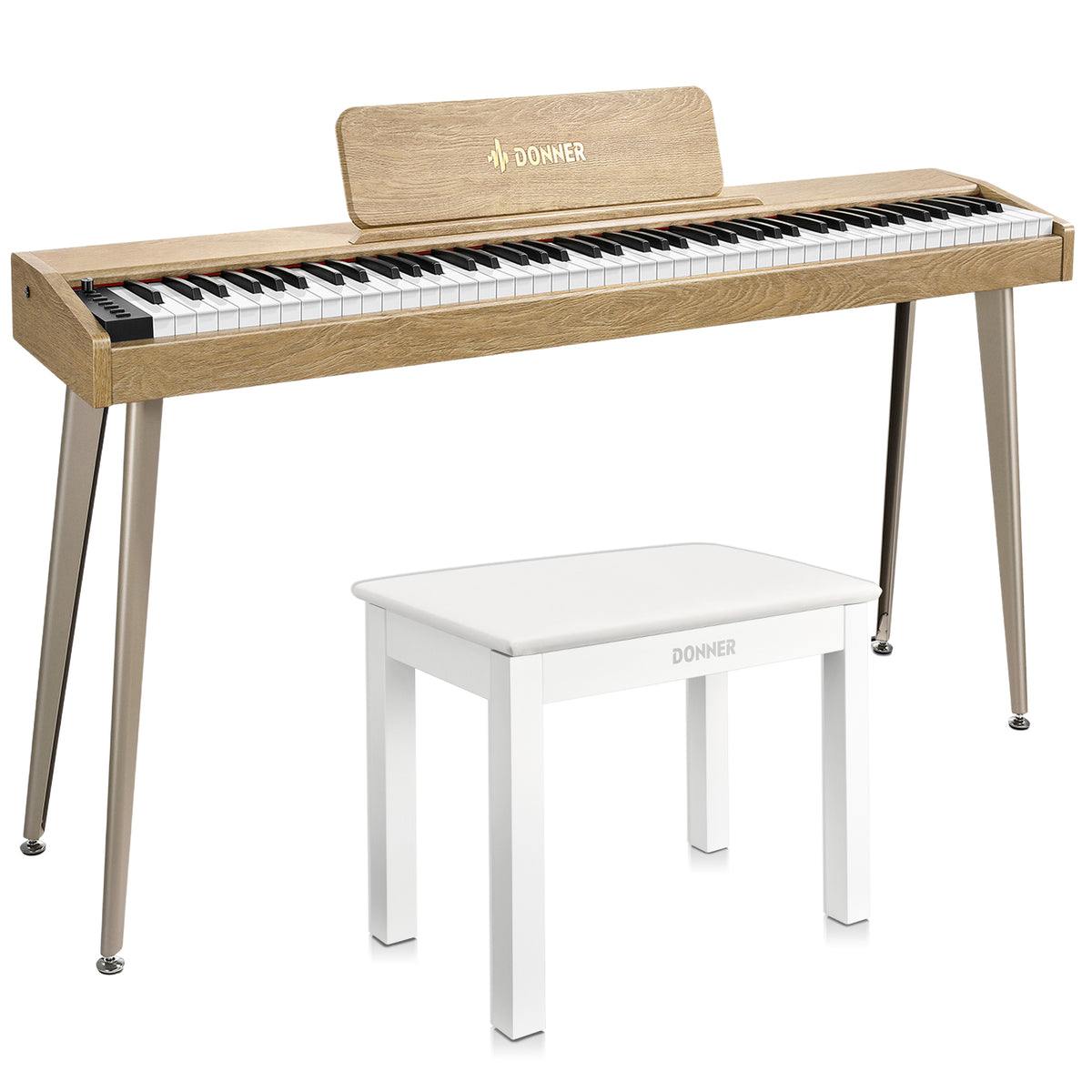 Donner DDP-60 houten digitale buffetpiano met 88 semi-gewogen toetsen en 3 pedalen voor beginners-naturel##