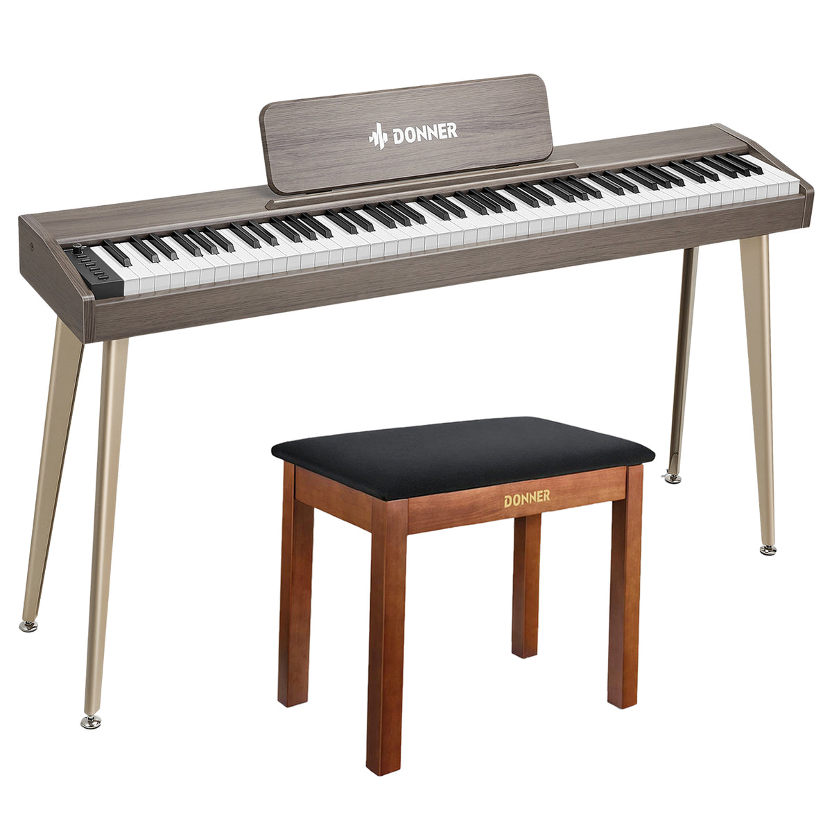 Donner DDP-60 houten digitale buffetpiano met 88 semi-gewogen toetsen en 3 pedalen voor beginners-grijs##