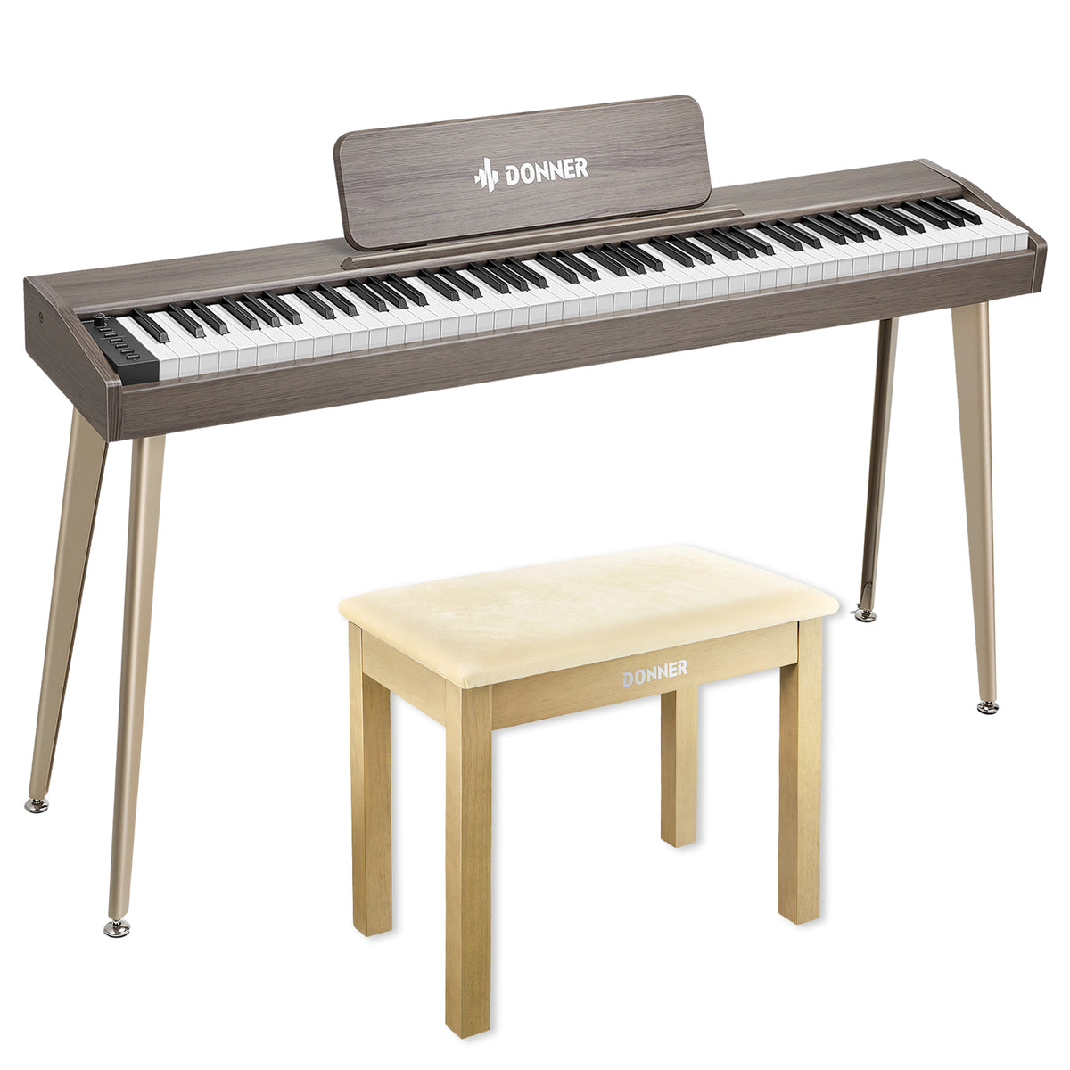 Donner DDP-60 houten digitale buffetpiano met 88 semi-gewogen toetsen en 3 pedalen voor beginners-grijs##