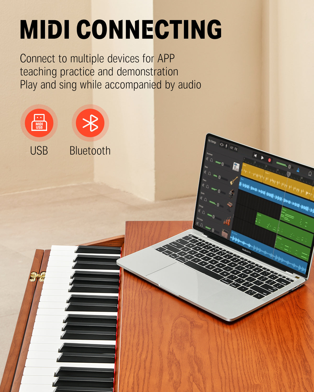 Donner DDP-80 PRO Solid Wood 88 Key Weighted Digital Piano Desk Drawer Design