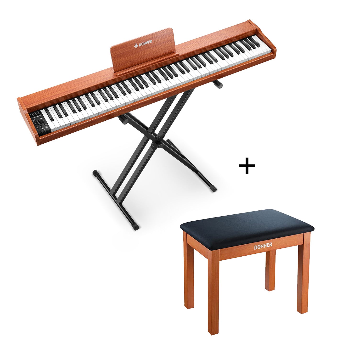 Donner DEP-1S 88 Key Semi-Weighted DIgital Piano With Stand Wooden Style Piano