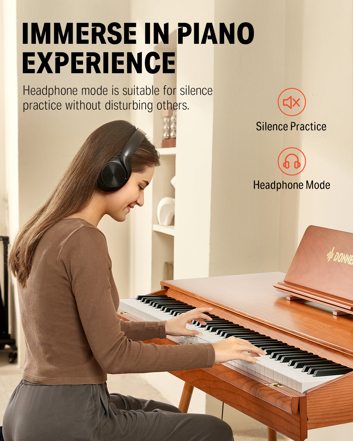 Donner DDP-80 PRO Solid Wood 88 Key Weighted Digital Piano Desk Drawer Design