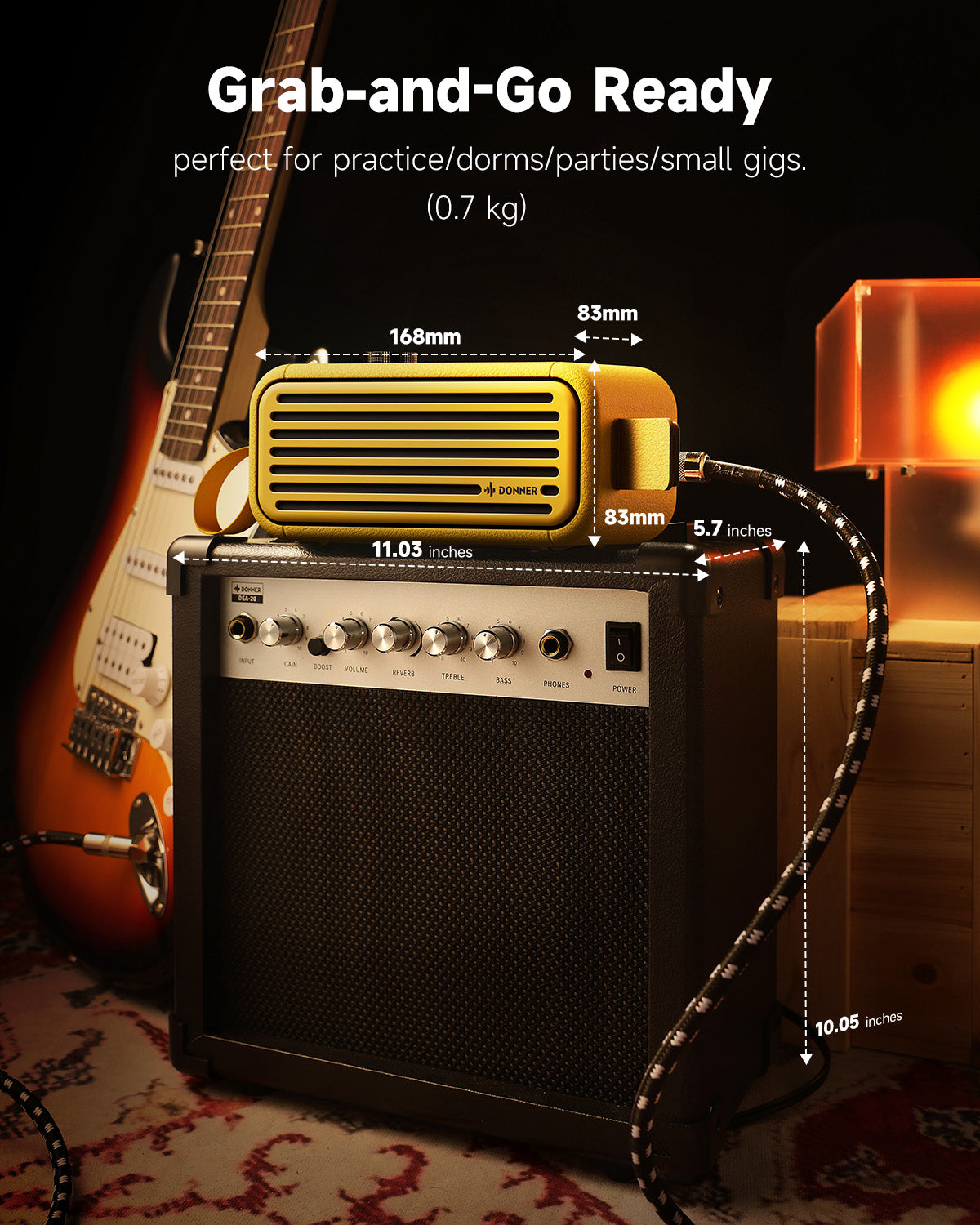 DONNER GO Electric Guitar Amplifier-Yellow##
