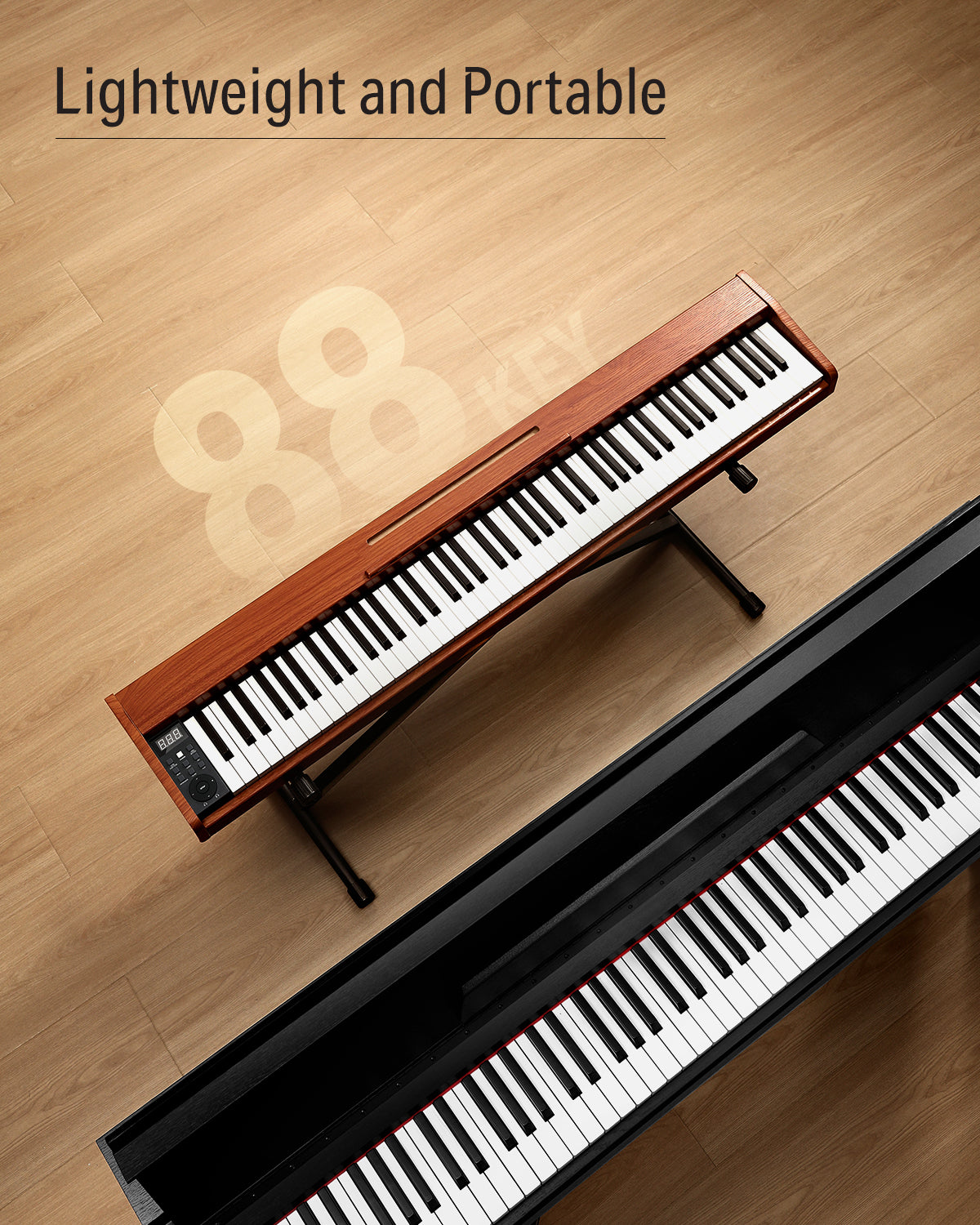 Donner DEP-1S 88 Key Semi-Weighted DIgital Piano With Stand Wooden Style Piano-Cherry Wood Finish(New Version)##