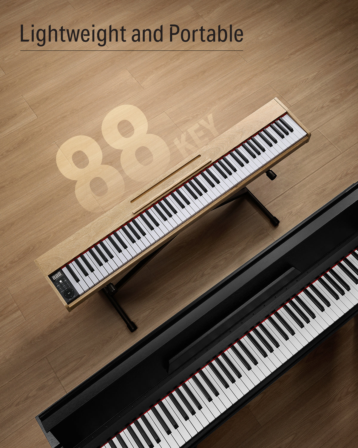 Donner DEP-1S 88 Key Semi-Weighted DIgital Piano With Stand Wooden Style Piano-Light Wood Finish##