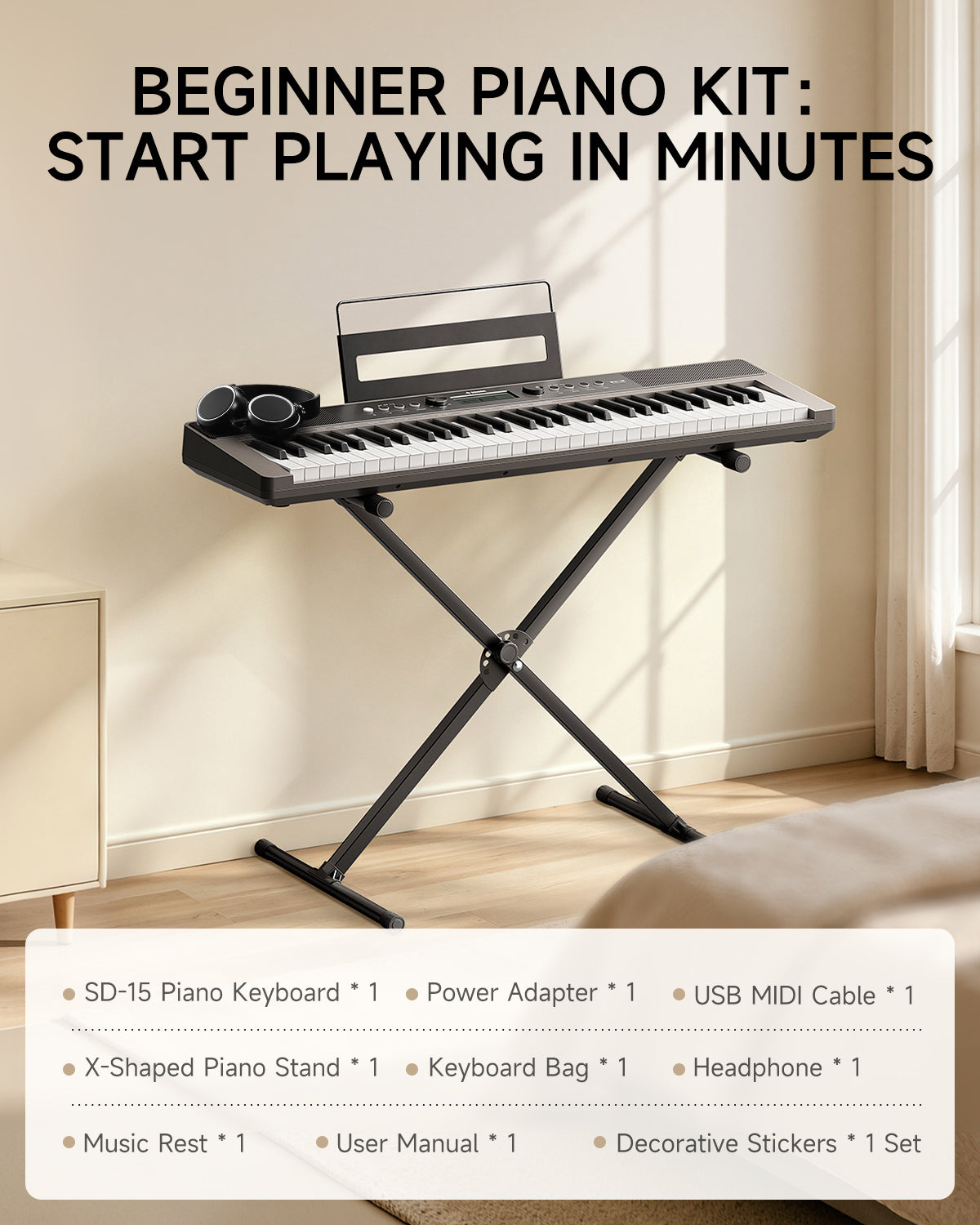 DONNER SD-15 61 Key Electronic Keyboard
