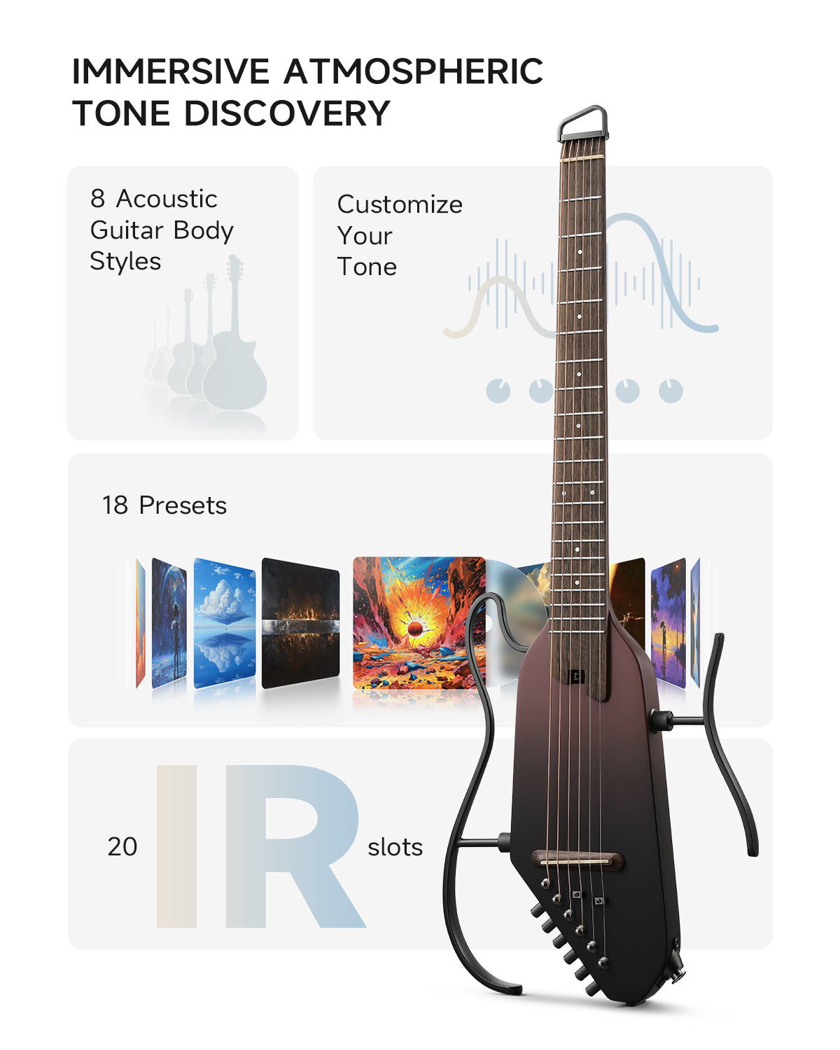 Donner HUSH™ I PRO Acoustic-Electric Travel Guitar-Maillard Gradient##