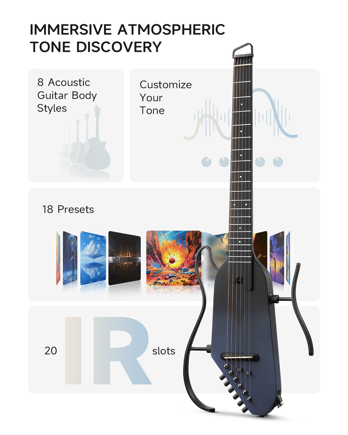 Donner HUSH™ I PRO Acoustic-Electric Travel Guitar-Deep Space Flight##