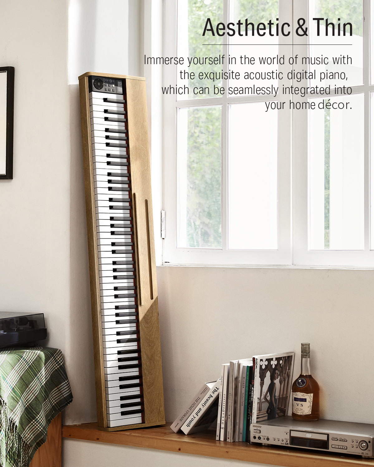 Donner DEP-1S 88 Key Semi-Weighted DIgital Piano With Stand Wooden Style Piano-Light Wood Finish##