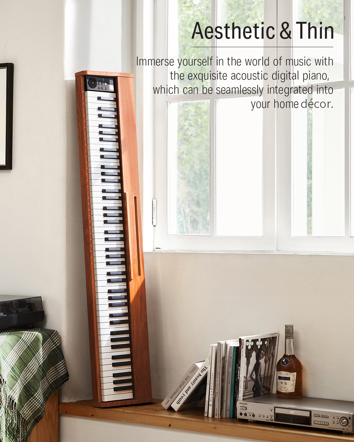 Donner DEP-1S 88 Key Semi-Weighted DIgital Piano With Stand Wooden Style Piano-Cherry Wood Finish(New Version)##