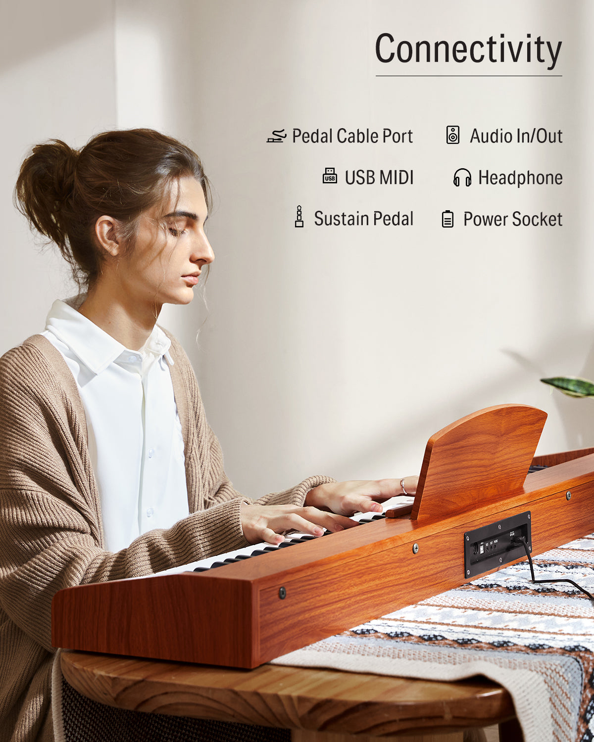 Donner DEP-1S 88 Key Semi-Weighted DIgital Piano With Stand Wooden Style Piano-Cherry Wood Finish(New Version)##