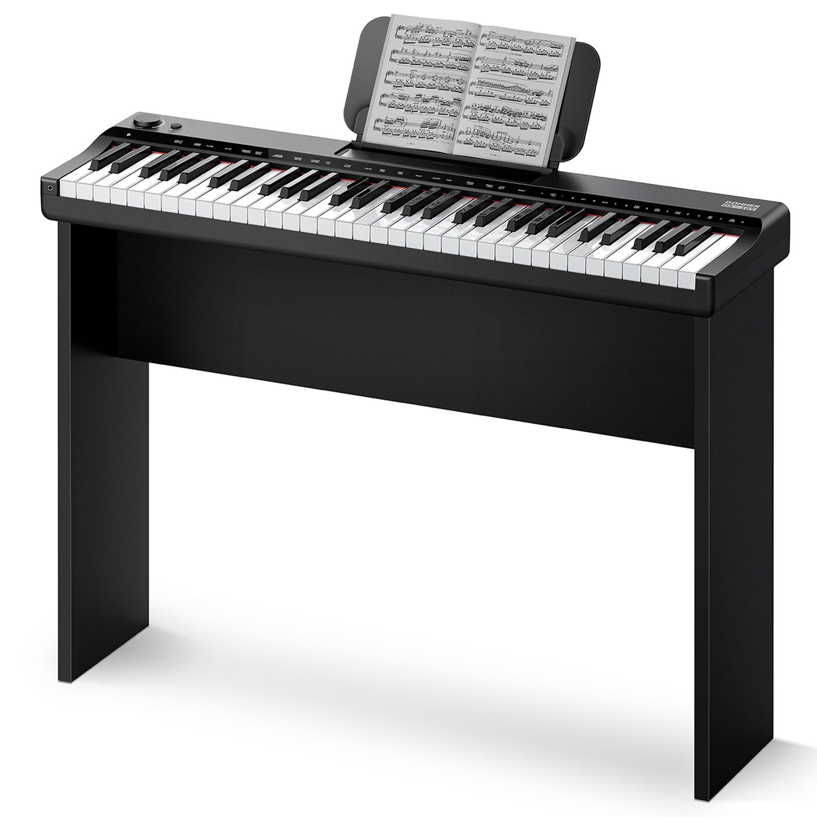 Donner DK-10S Black Electronic Keyboard Piano 61 Key Indicator Light Guidance Designed for Beginners