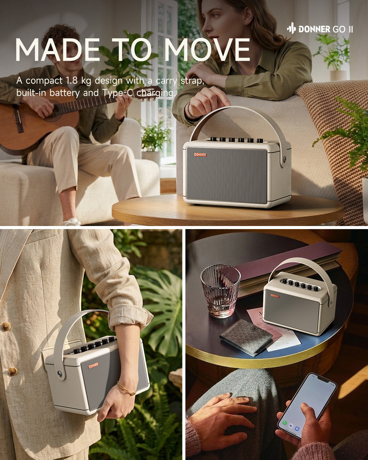 DONNER GO II Electric Guitar Amplifier-White##