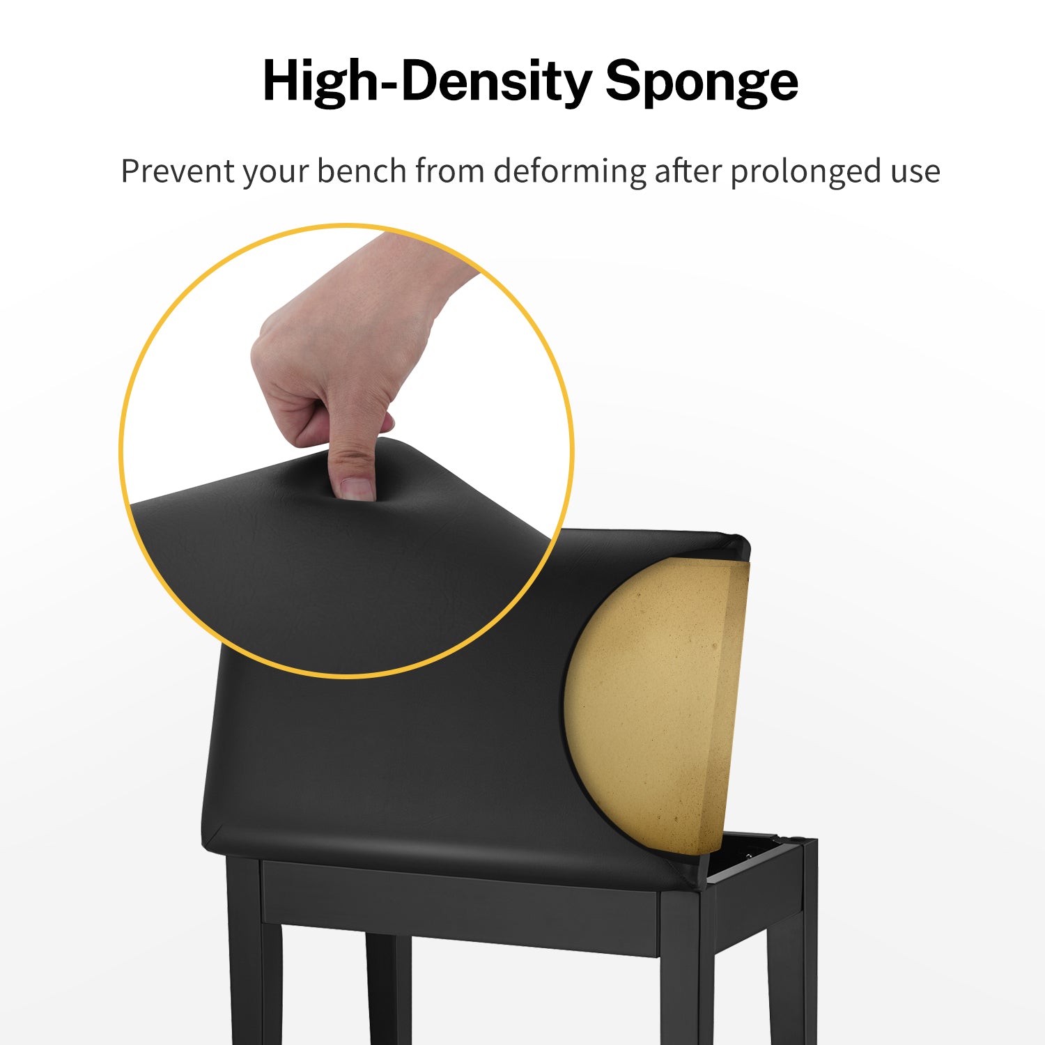 Donner DKB-10 Black Piano Bench with Storage High-Density Sponges Pad Seat Black