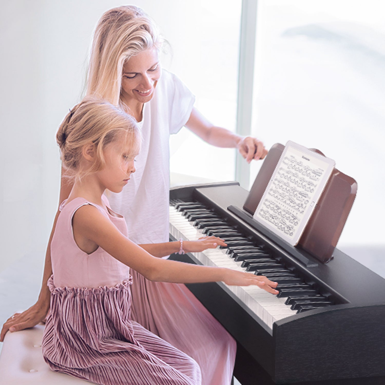 Eastar EK-10S Detachable Electronic Keyboard Piano for Beginners 61-Key with Classic Wooden Stand