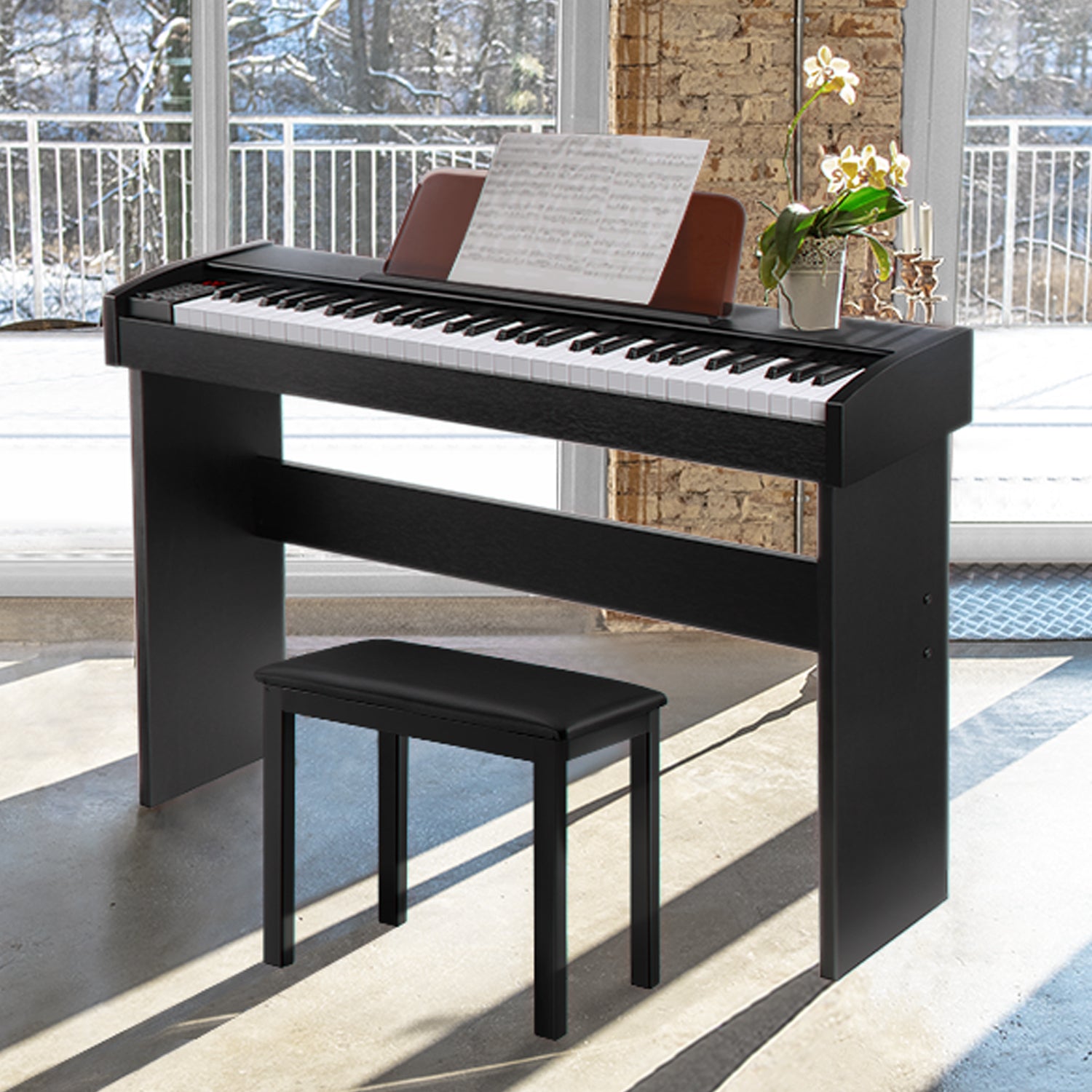 Eastar EK-10S Detachable Electronic Keyboard Piano for Beginners 61-Key with Classic Wooden Stand