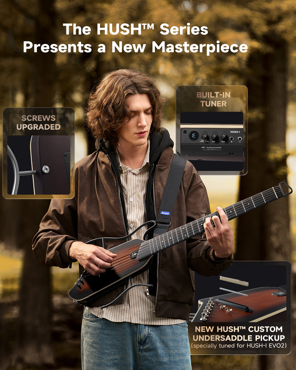 Donner HUSH I Evo2 Guitar-Sunburst##