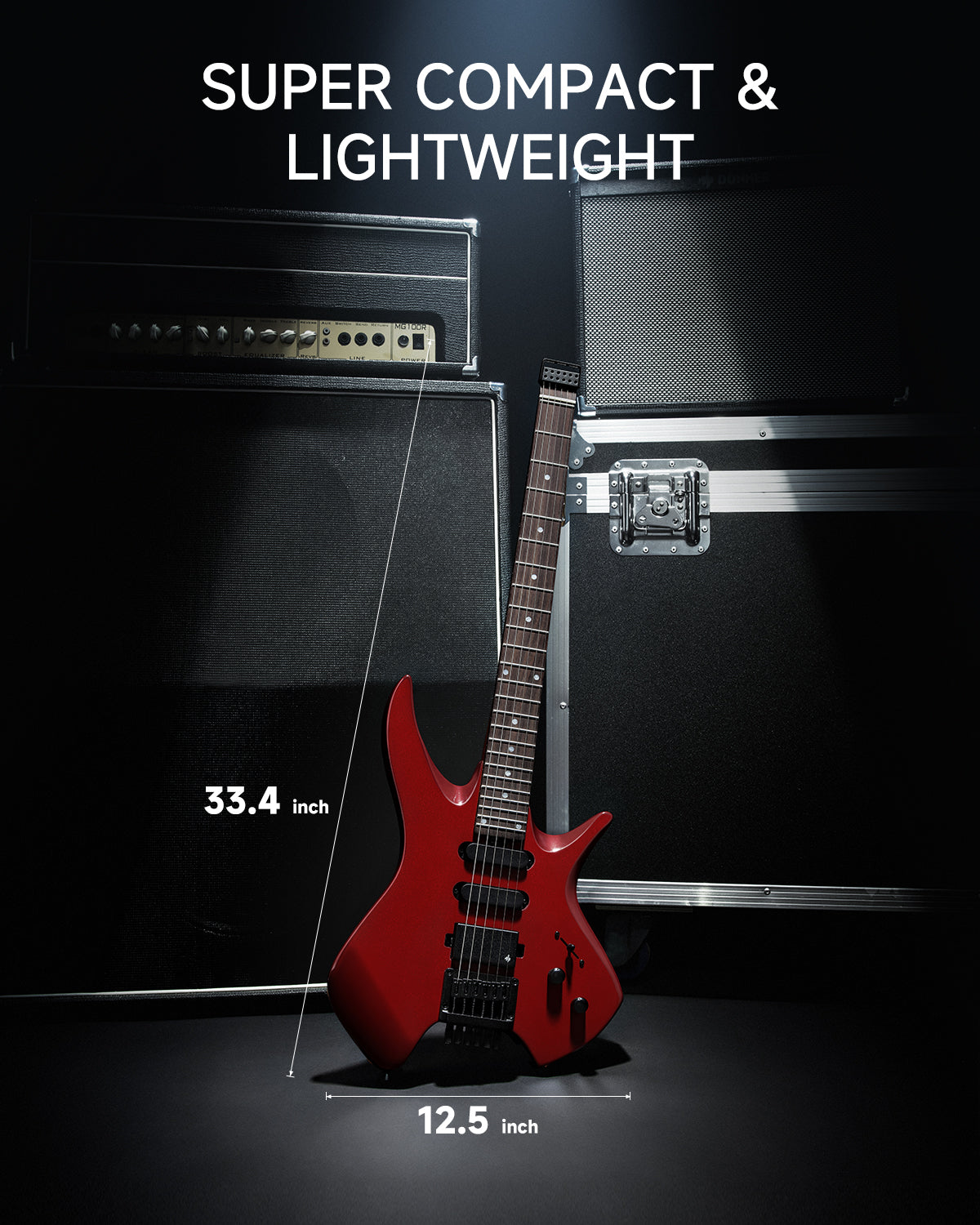 Donner NHL-500 Headless Electric Guitar-Metallic Red##