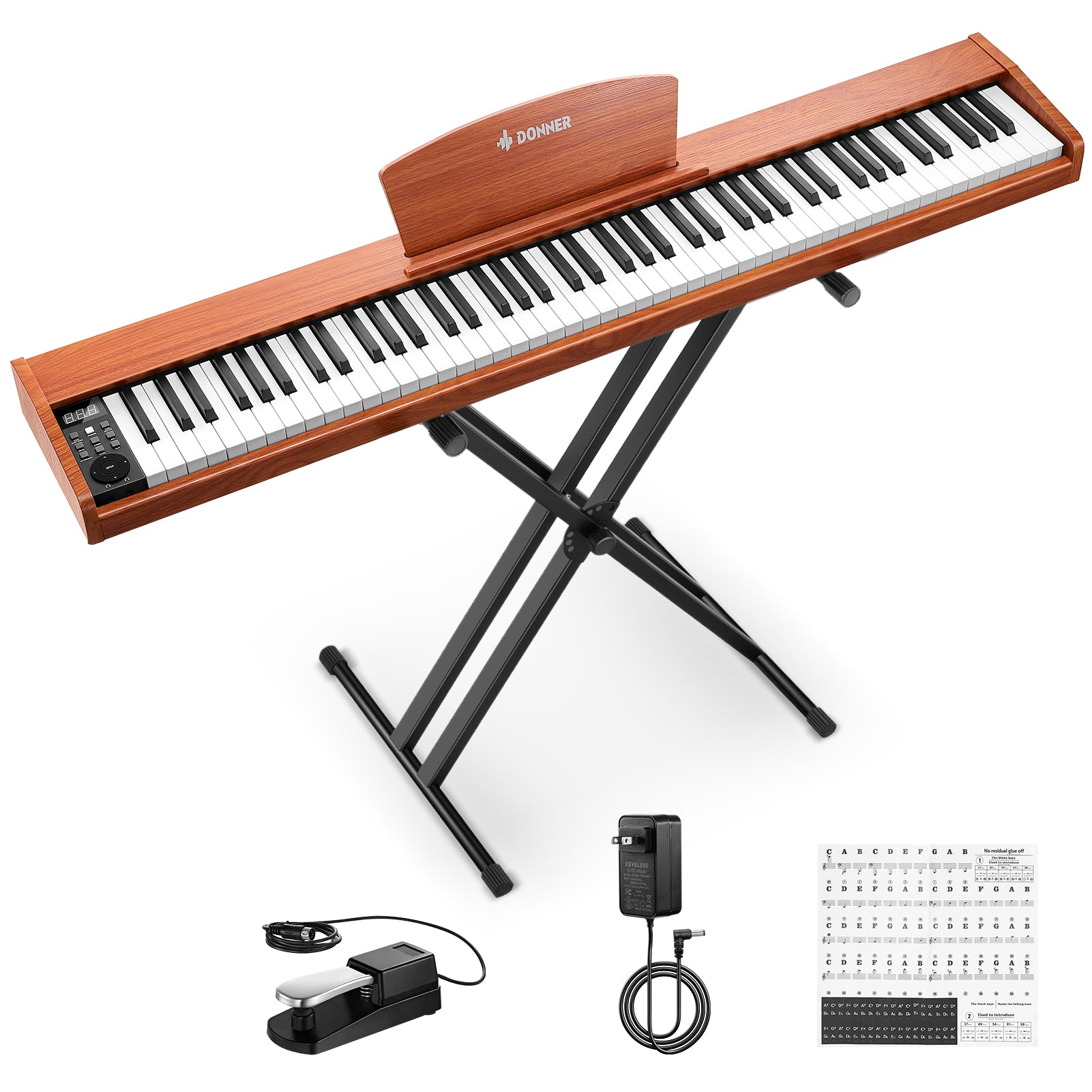 Donner DEP-1S 88 Key Semi-Weighted DIgital Piano With Stand Wooden Style Piano-Cherry Wood Finish(New Version)##