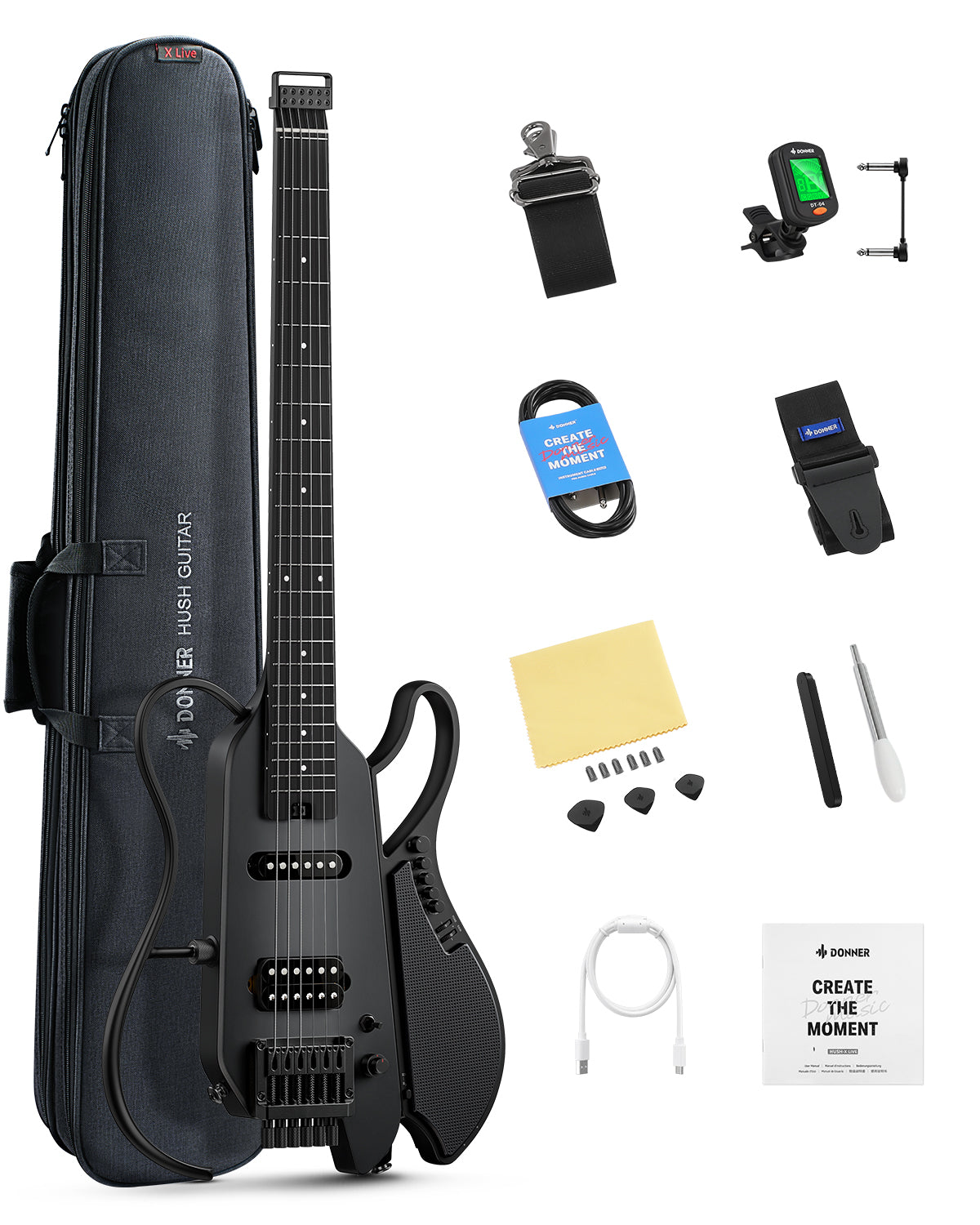 Donner HUSH X LIVE Travel Guitar (MIYAVI Edition Available)
