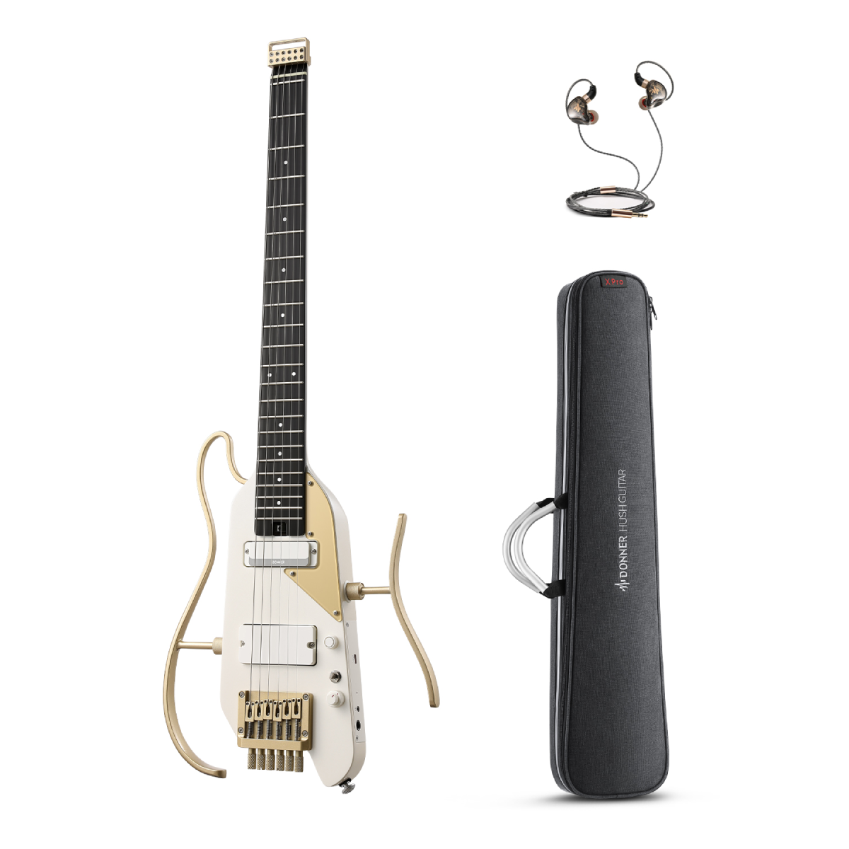 Donner HUSH™ X PRO Electric Guitar-White-Luxe##