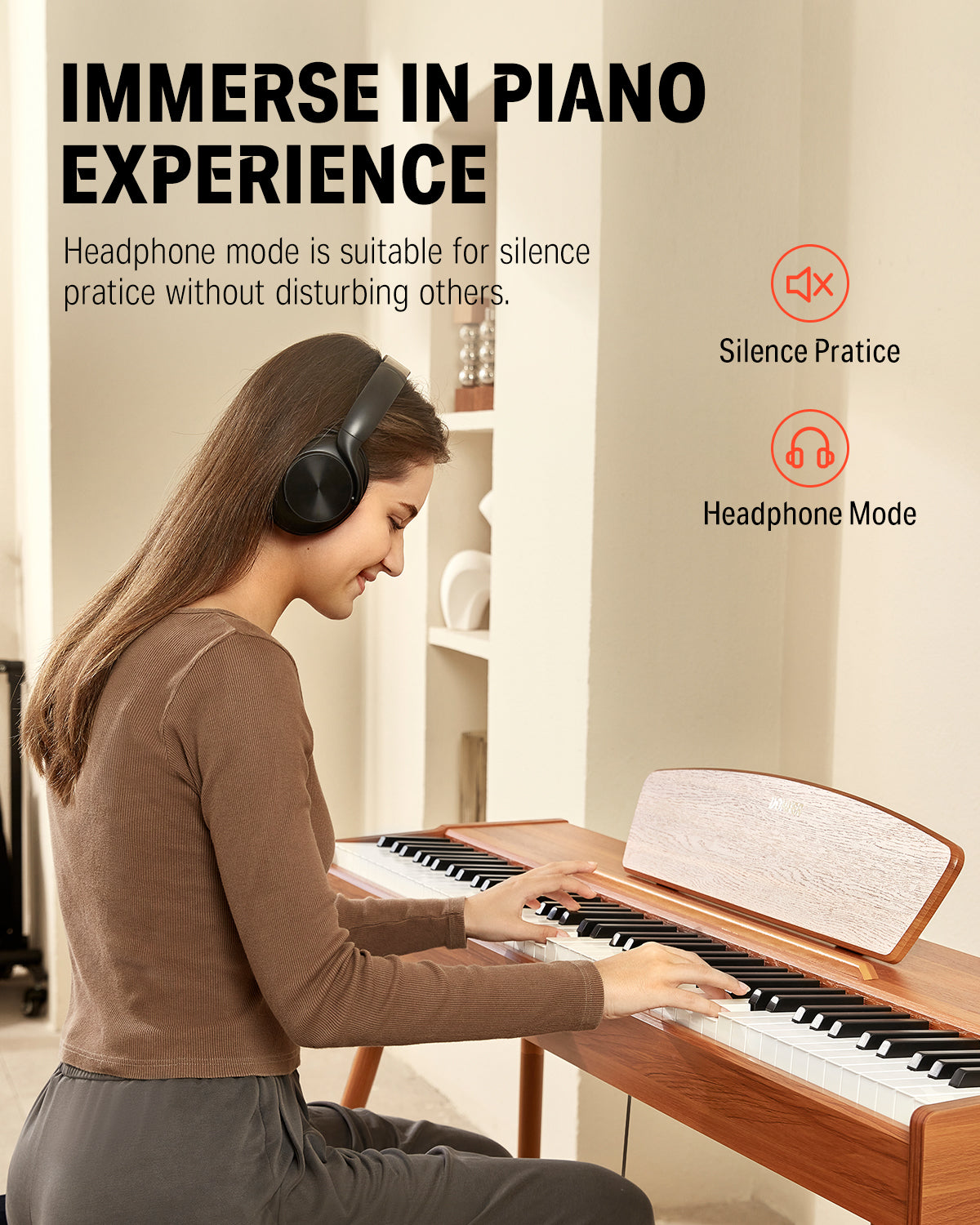 Donner DDP-80 Wooden Beginner 88 Key Weighted Upright Digital Piano-Natural Sound Upgrade##