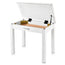 Donner DKB-10 Wood Piano Bench with Storage High-Density Suede Cushion Chair White