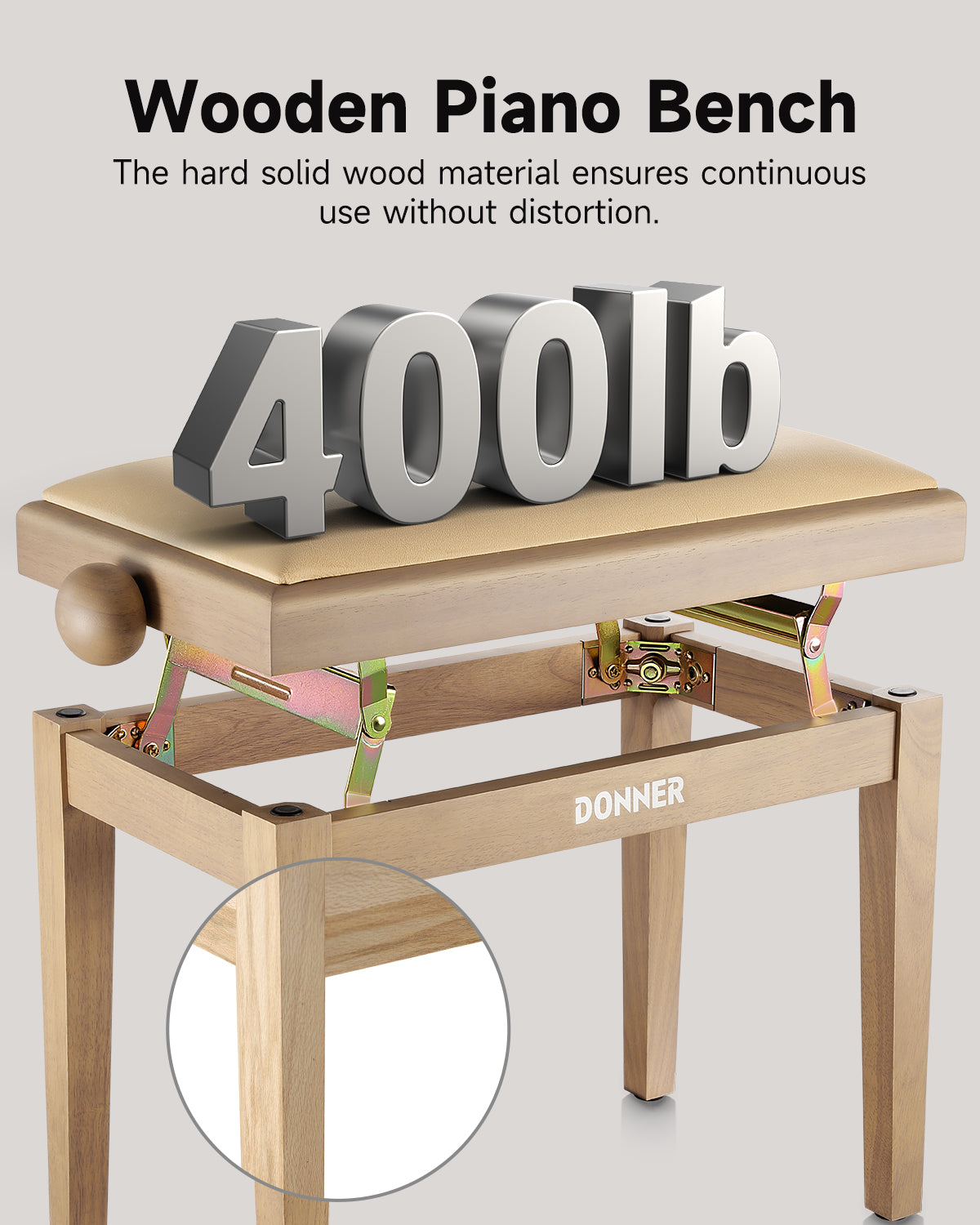 Donner Height-adjustable piano stool，Matte Beige