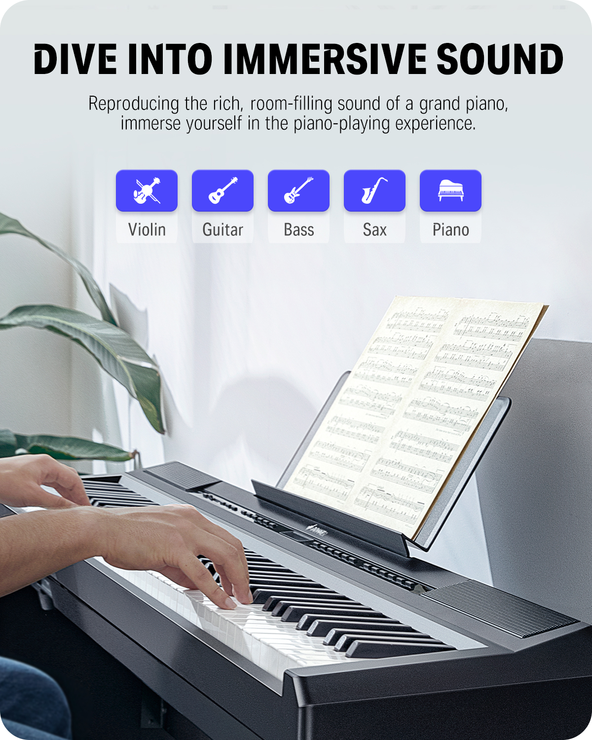 Donner DEP-20 Portable 88 Key Weighted Digital Piano with Sustain Pedal for Beginner