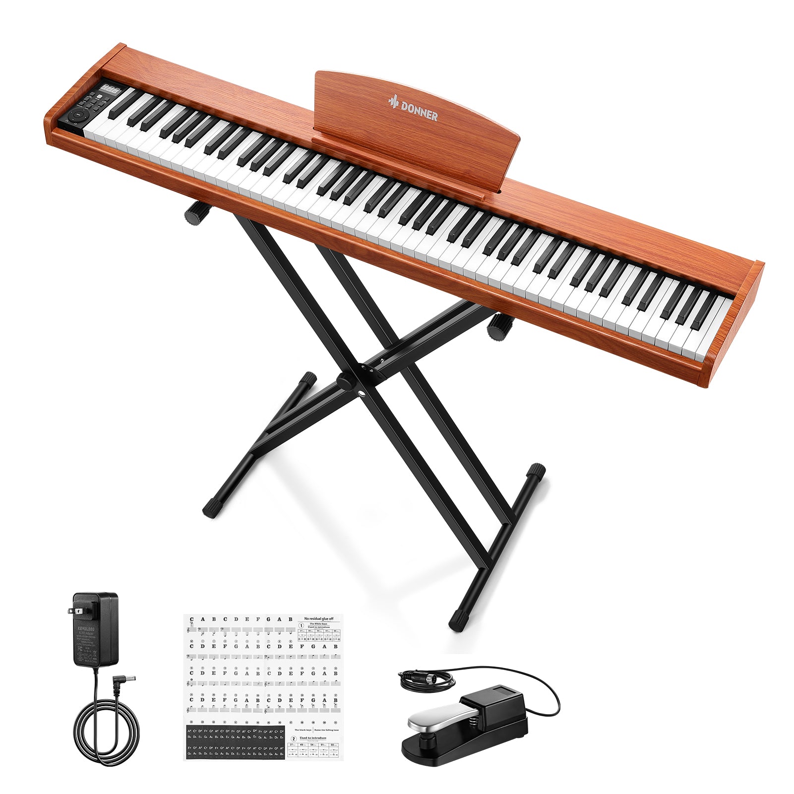 Donner DEP-1S 88 Key Semi-Weighted DIgital Piano With Stand Wooden Style Piano-Cherry Wood Finish(New Version)##