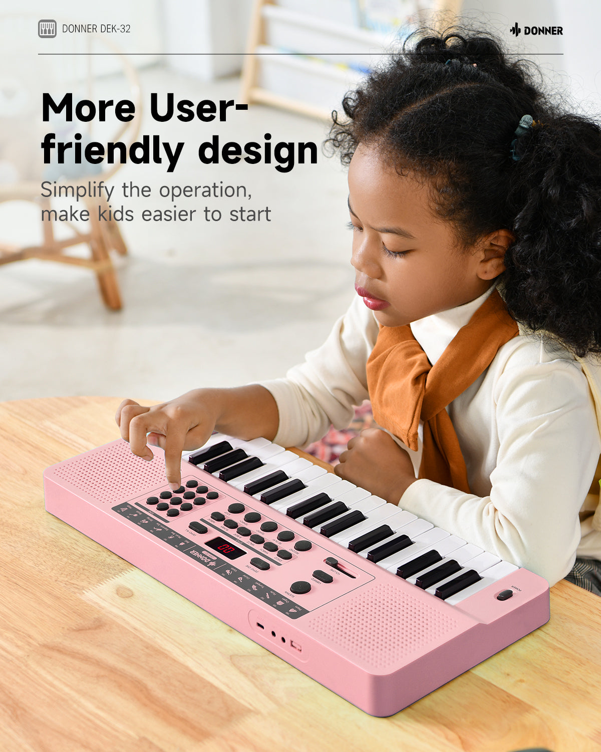 Donner DEK-32 32 keys Electronic Keyboard-Pink