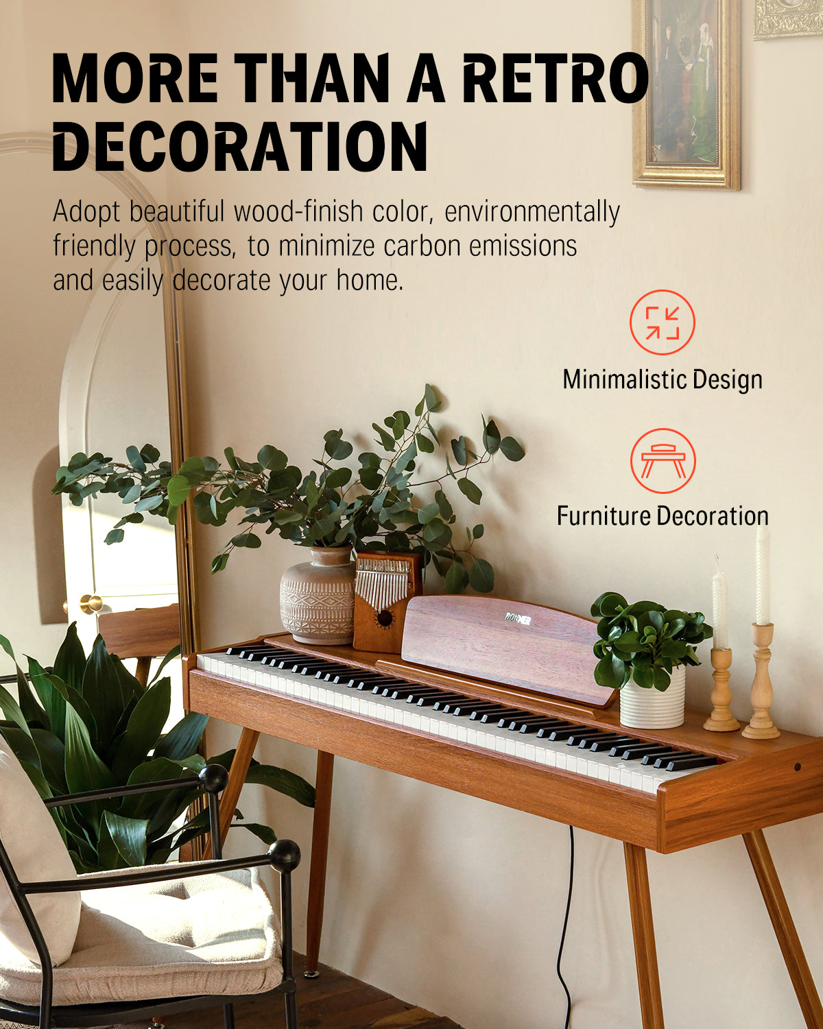 Donner DDP-80 Wooden Beginner 88 Key Weighted Upright Digital Piano-Natural##