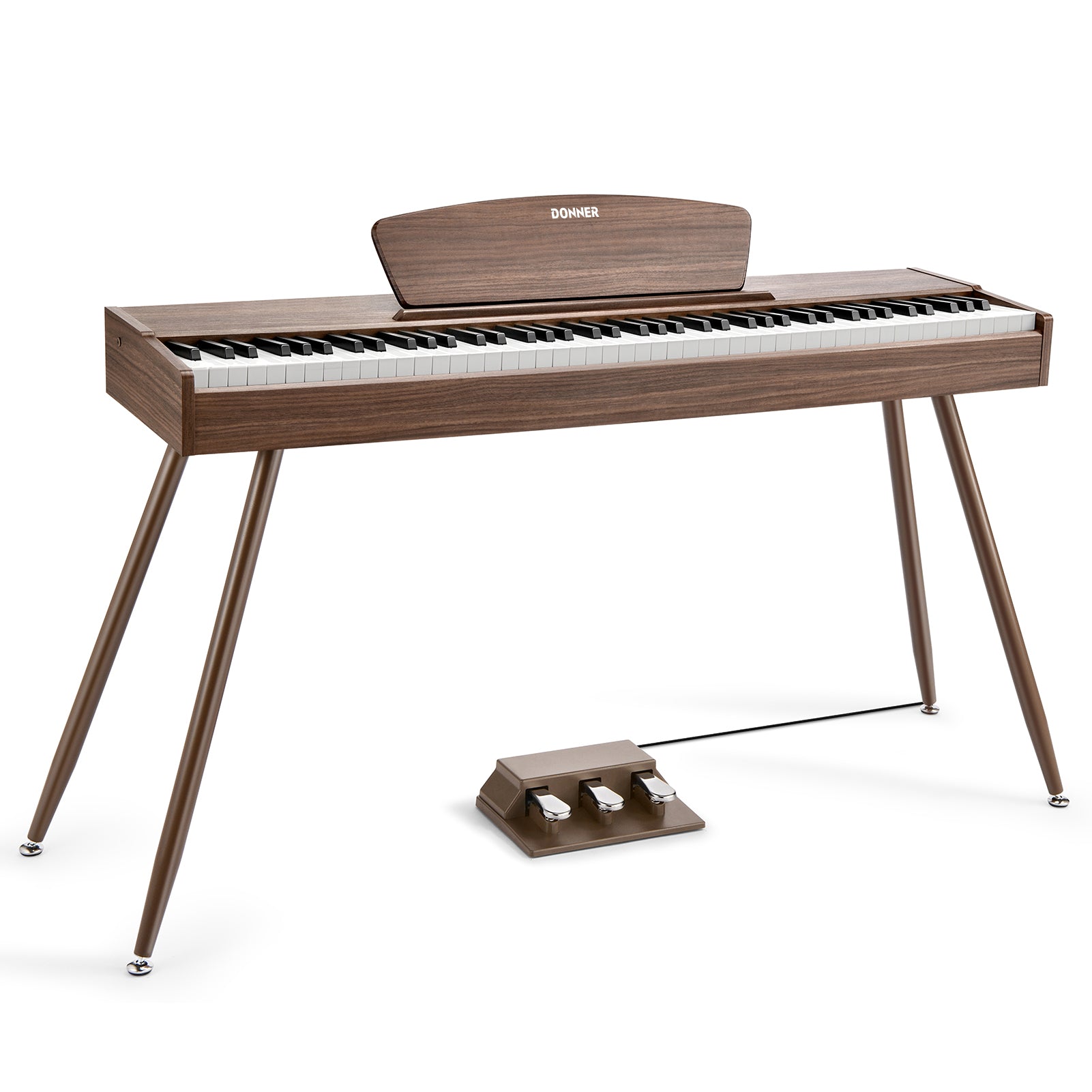 Donner DDP-80 Wooden Beginner 88 Key Weighted Upright Digital Piano-Walnut##