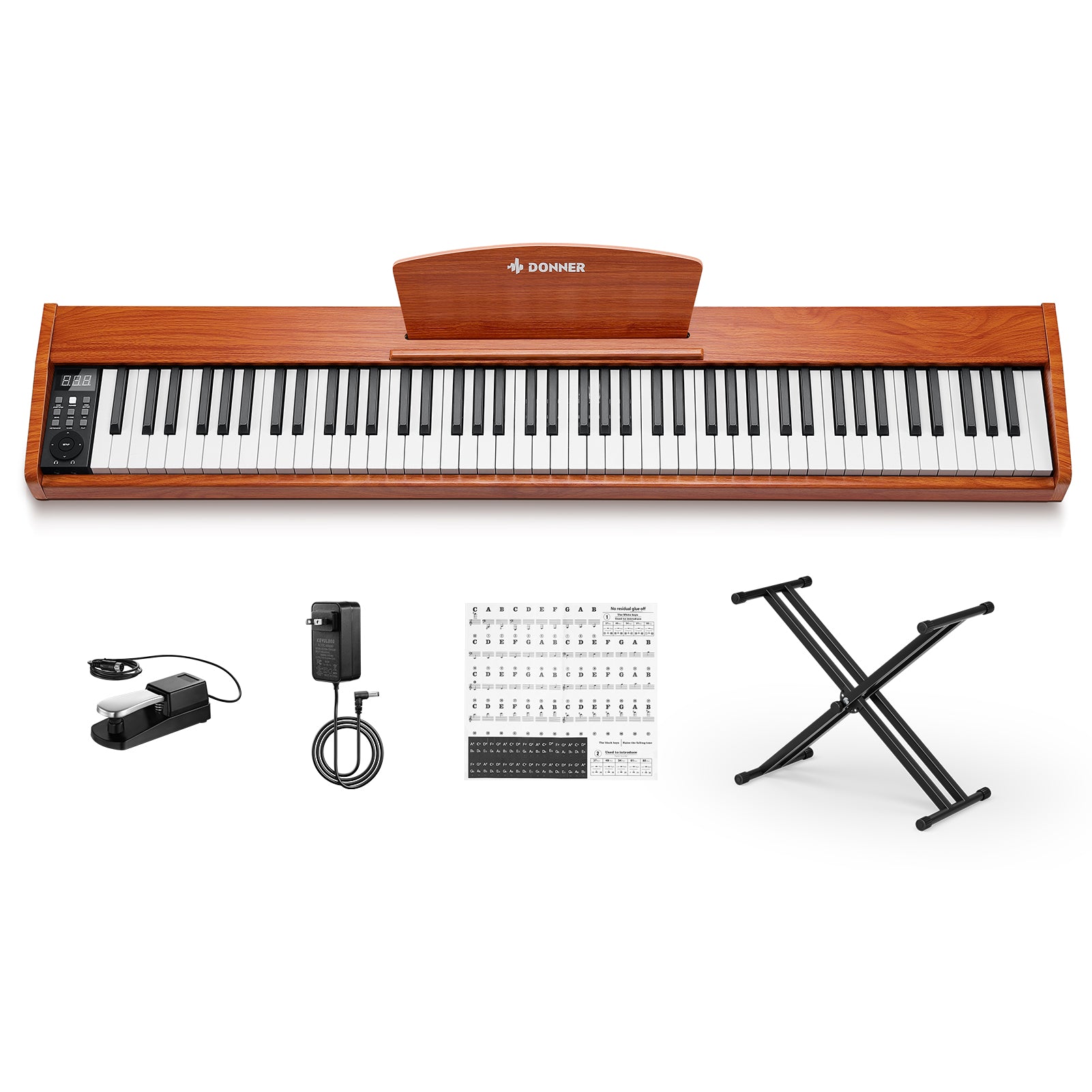Donner DEP-1S 88 Key Semi-Weighted DIgital Piano With Stand Wooden Style Piano-Cherry Wood Finish(New Version)##