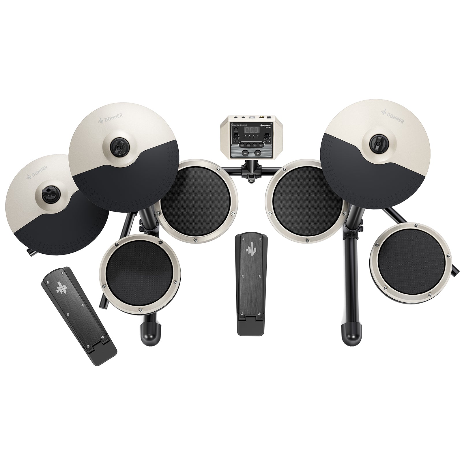 DED-80 Electronic Drum Kit with Mesh Pads and Pedals - Donner