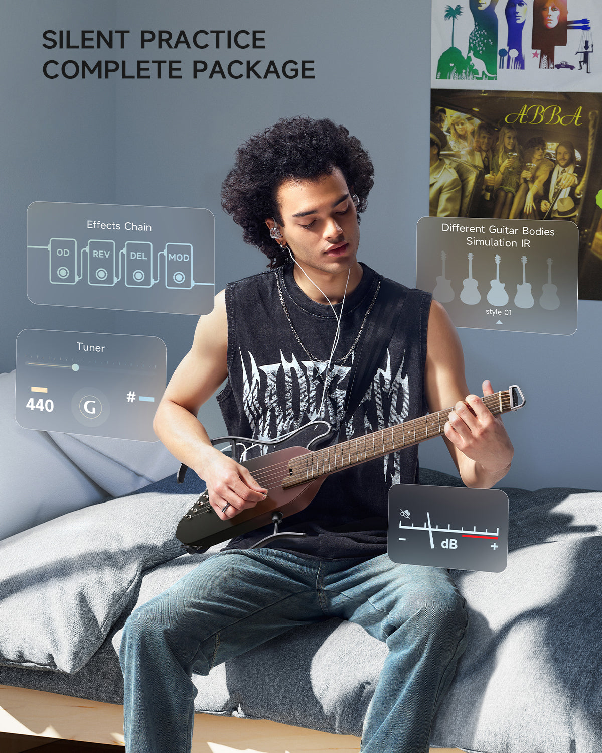 Donner HUSH™ I PRO Acoustic-Electric Travel Guitar-Maillard Gradient##