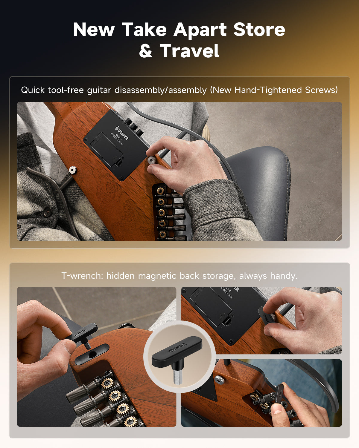 Donner HUSH I Evo2 Guitar-Natural##