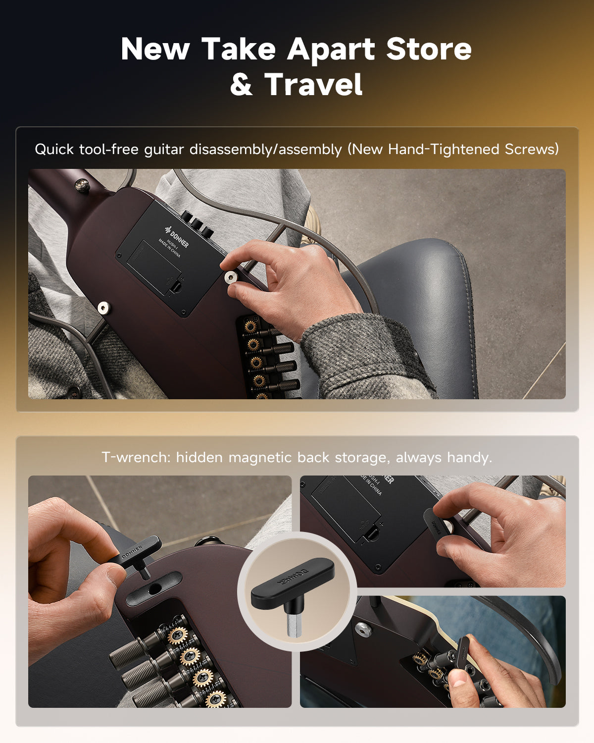 Donner HUSH I Evo2 Guitar-Sunburst##