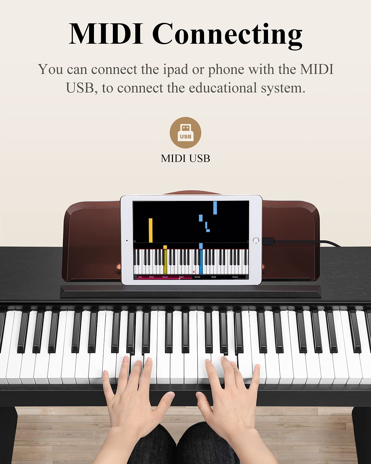 Eastar EK-10S Detachable Electronic Keyboard Piano for Beginners 61-Key with Classic Wooden Stand