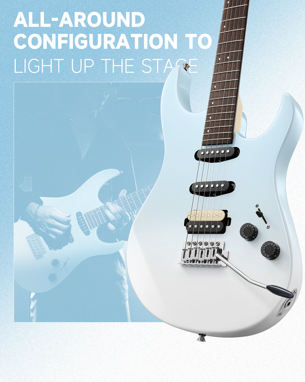 Donner DMT-66 Electric Guitar with Ceramic Single-Coil-Blue##