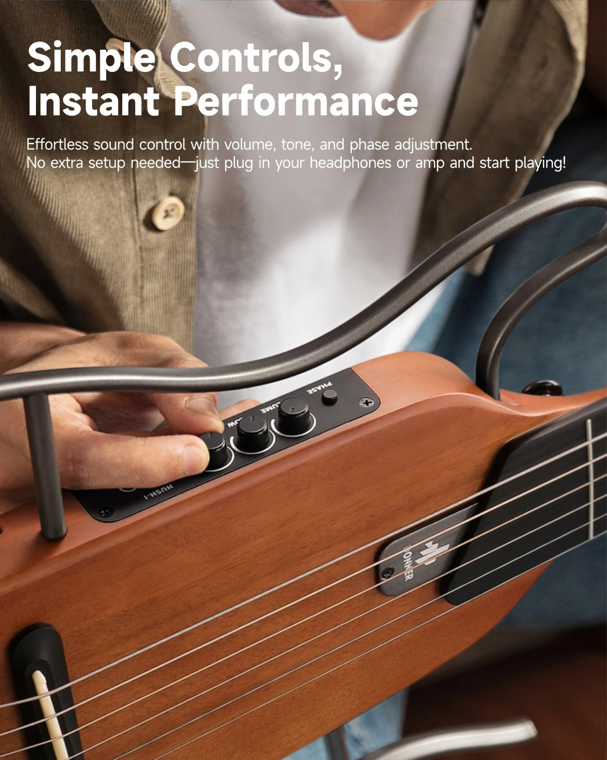 Donner HUSH™ I Acoustic-Electric Travel Guitar-Natural##