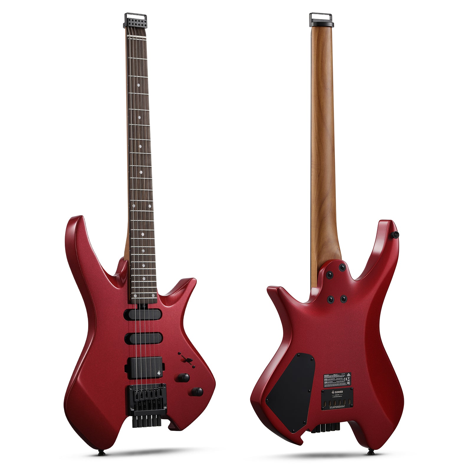Donner NHL-500 Headless Electric Guitar-Metallic Red##