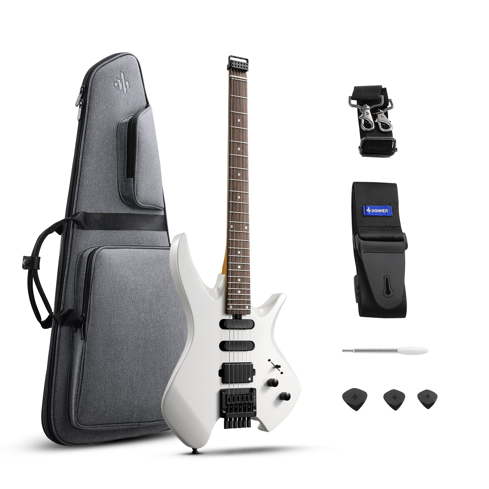 Donner NHL-500 Headless Electric Guitar-White##