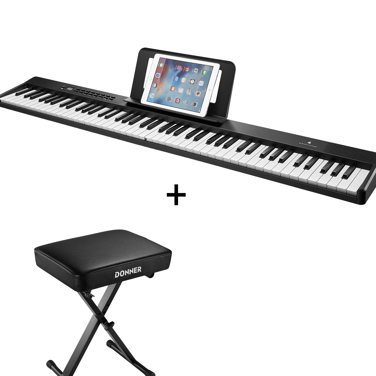Donner DP-10 88-Key Foldable Semi-Weighted Portable Digital Piano Kit with Bluetooth