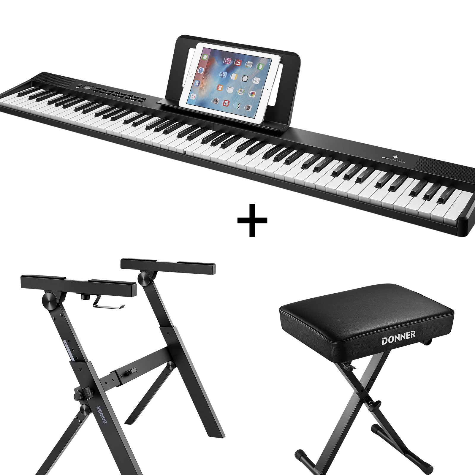 Donner DP-10 88-Key Foldable Semi-Weighted Portable Digital Piano Kit with Bluetooth