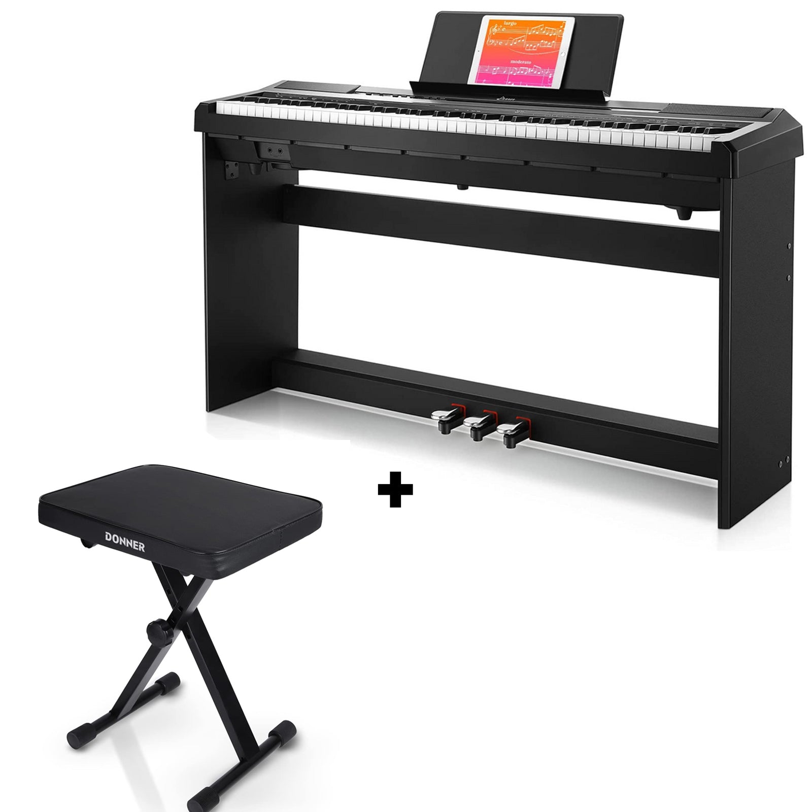 Donner DEP-10 88 Key Semi-Weighted Portable Digital Piano with Furniture Stand