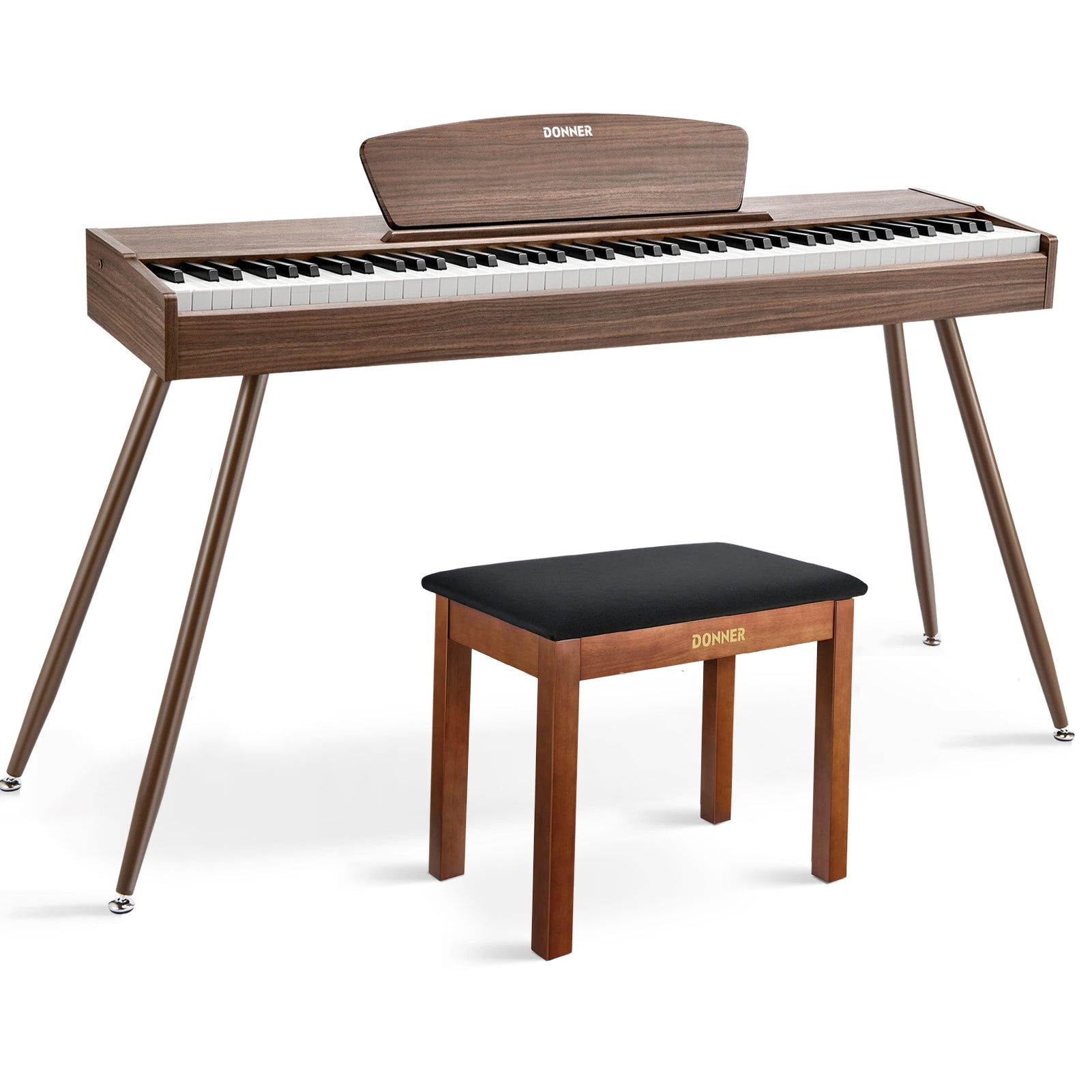 Donner DDP-80 Wooden Beginner 88 Key Weighted Upright Digital Piano-Walnut##