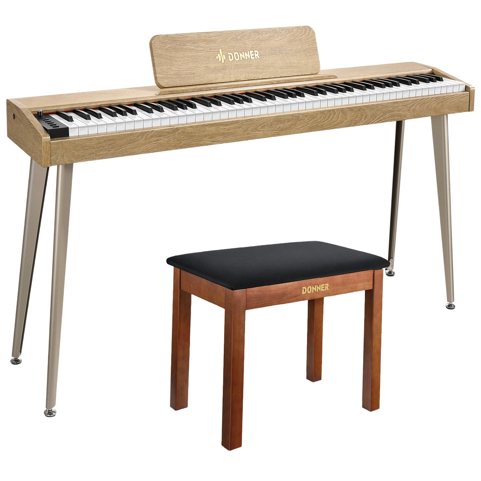 Donner DDP-60 Wooden 88-Key Semi-Weighted Upright Digital Piano with 3-Pedal for Beginner-Natural##